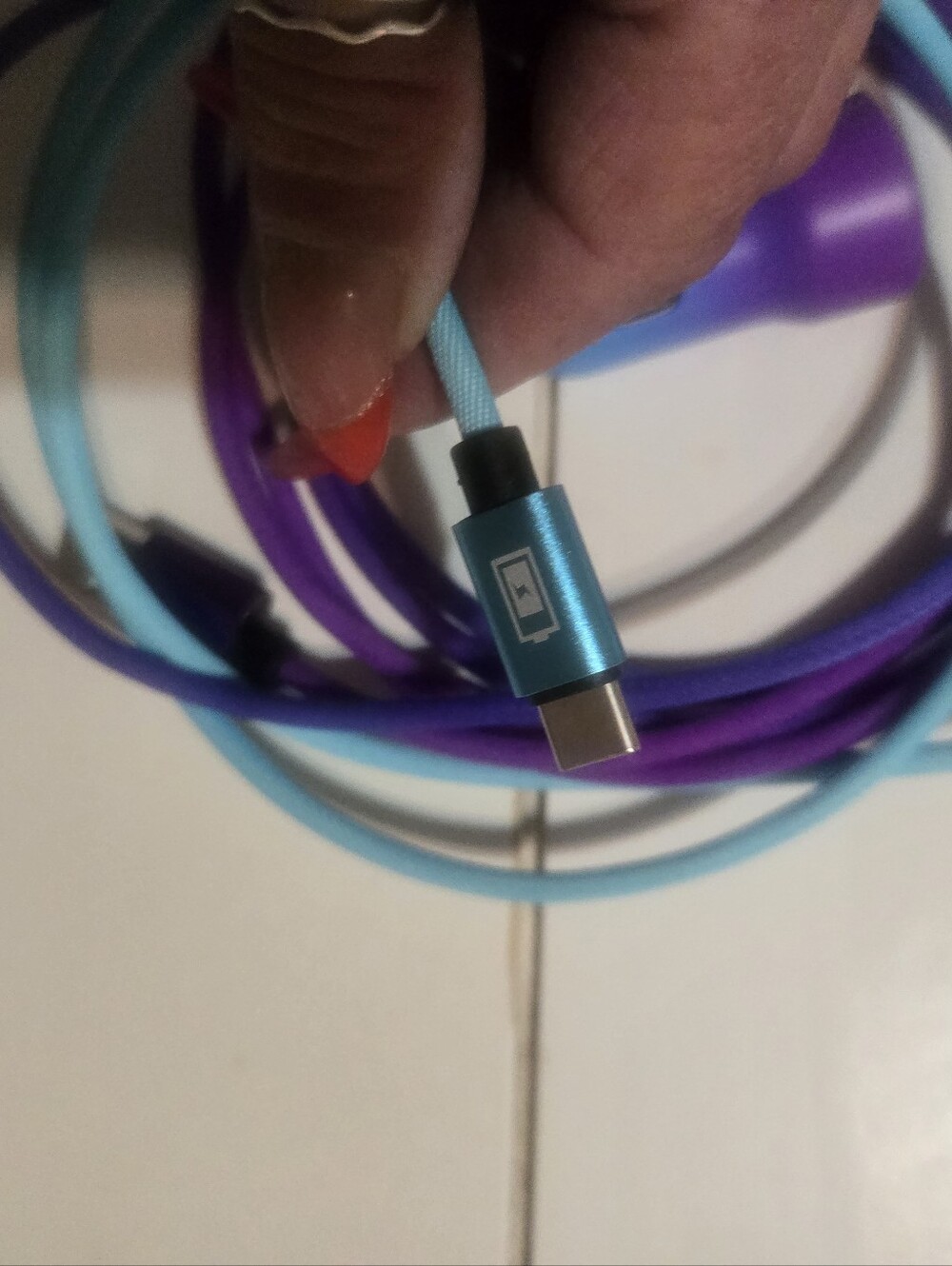 Purple & Blue Gradient USB Car Charger with Matching Charging Cable - Picture 3 of 6